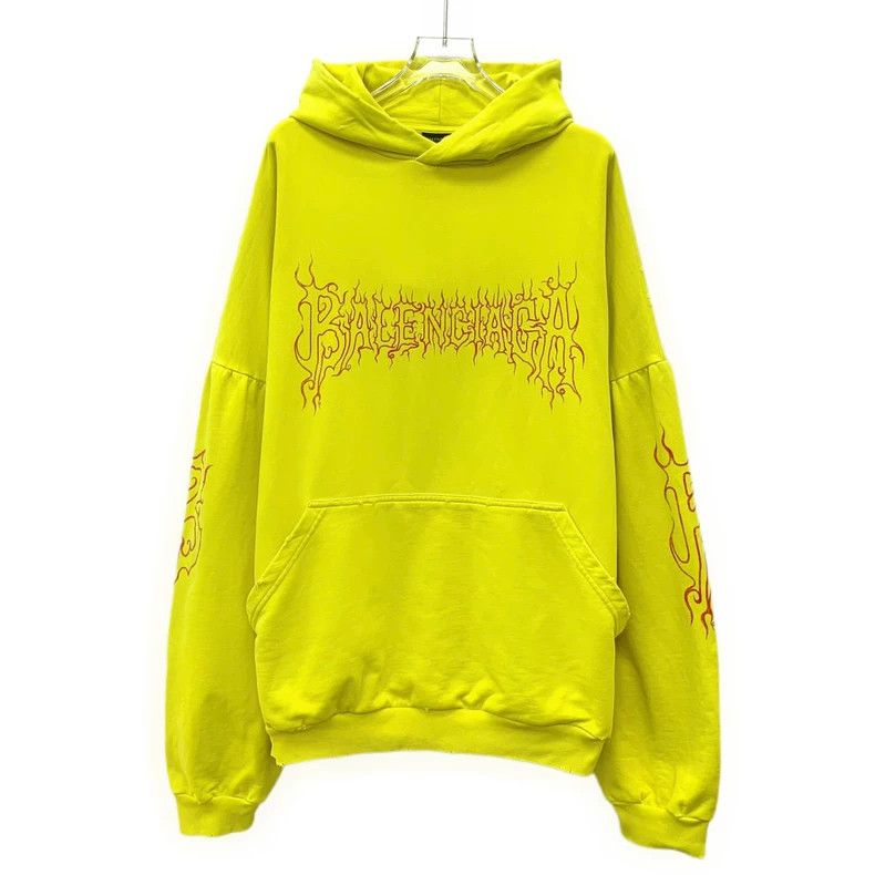 Balenciaga Balenciaga Yellow Logo Flame Print Hoodie Size US M / EU 48-50 / 2 - 1 Thumbnail