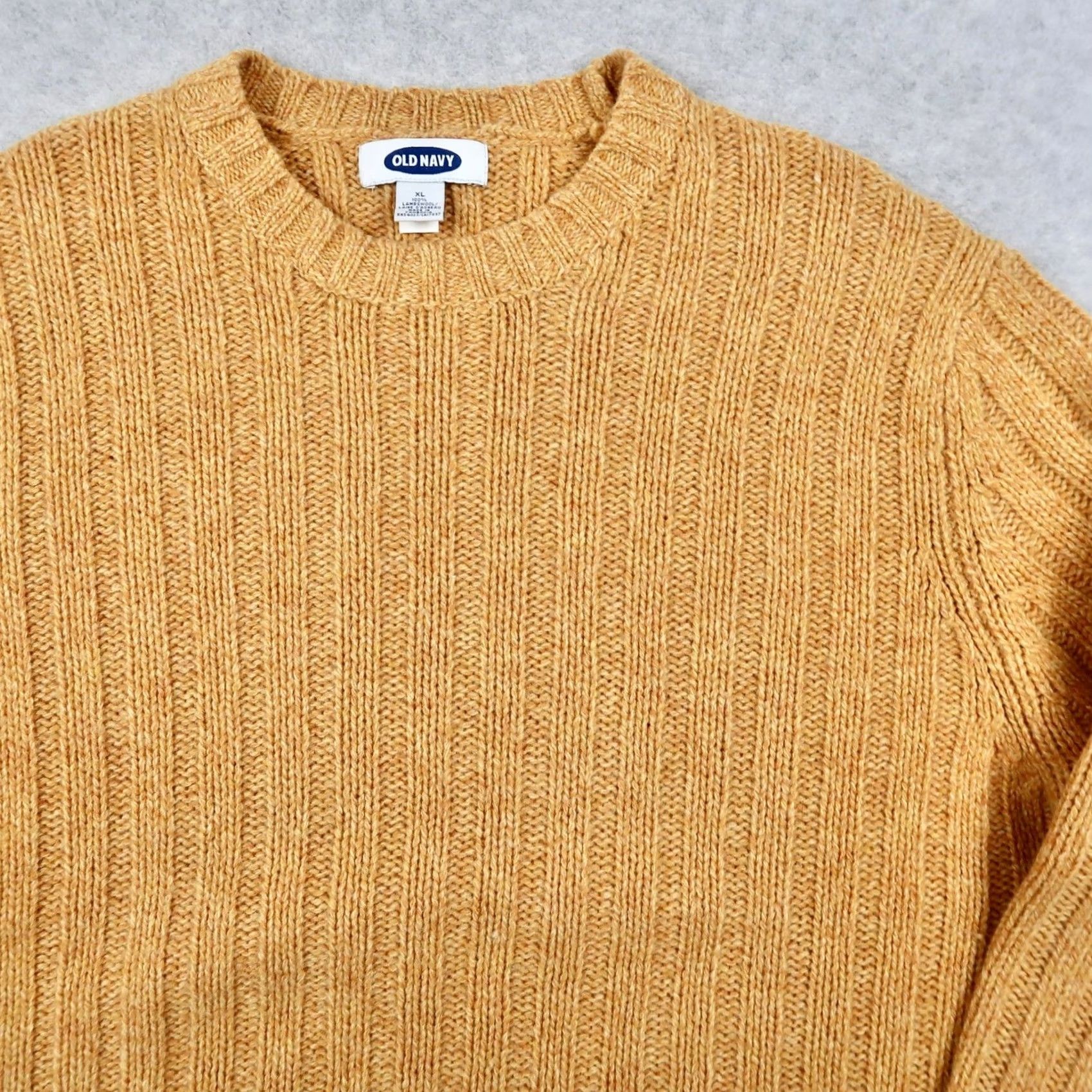 Old Navy Vintage Old Navy Mens XL Sweater Mustard Yellow Ribbed Knit Crew Neck Size US XL / EU 56 / 4 - 3 Thumbnail