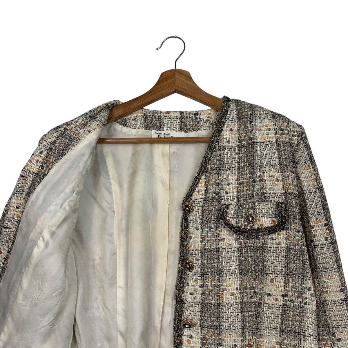 Japanese Brand BELLE OAK Linton Fabric Woven Wool Tweed Jacket #1731-C77 Size M / US 6-8 / IT 42-44 - 10 Thumbnail