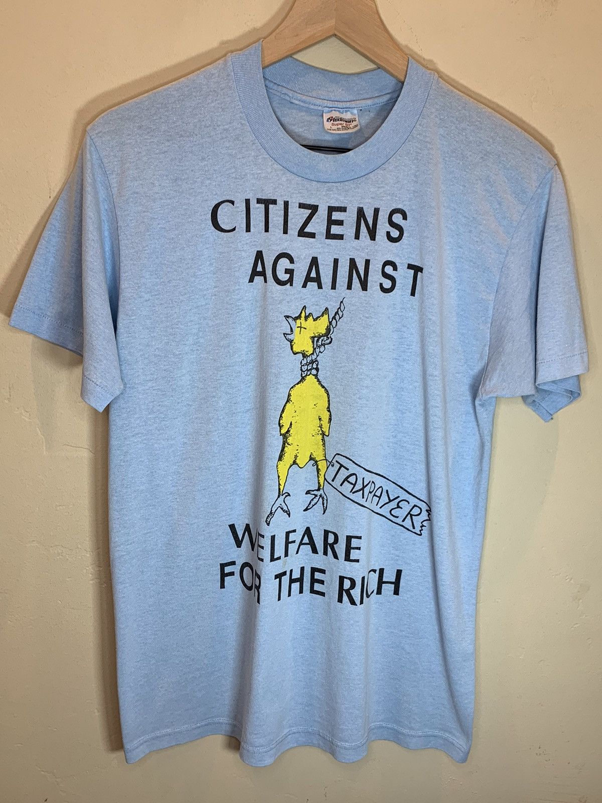 Vintage RARE Vintage 70s Citizens Against Welfare For The Rich Shirt Size US L / EU 52-54 / 3 - 1 Thumbnail