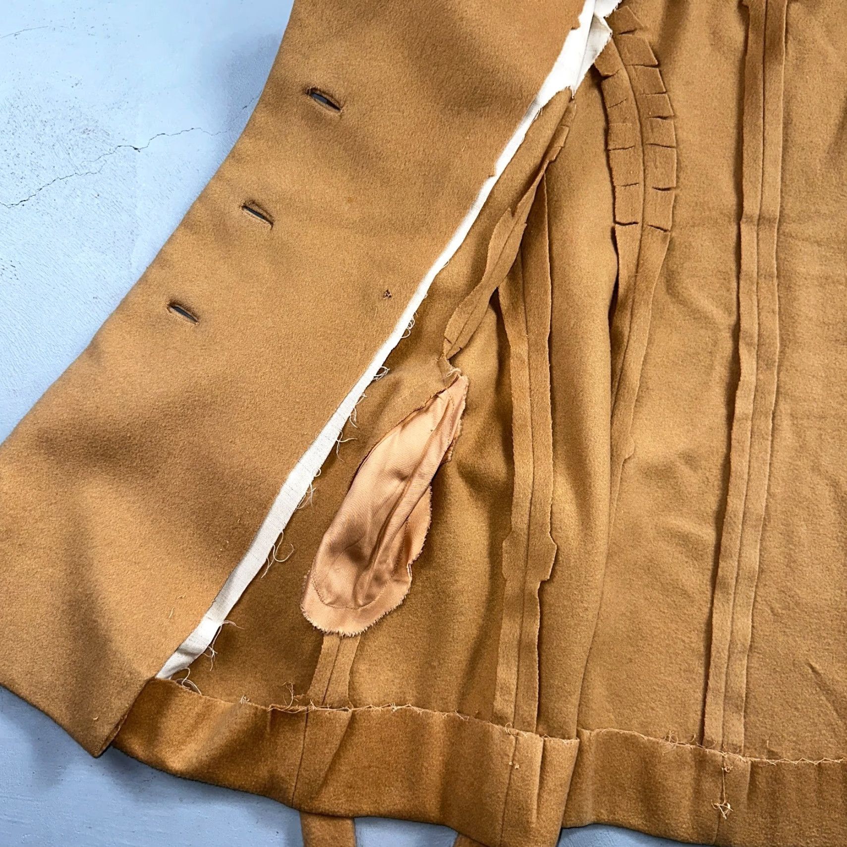 Vintage VINTAGE 1950s Taupe Brown Wool Swing Coat Rockabilly Belted Coat Women’s 50s Brown Wool Swing Coat Size S / US 4 / IT 40 - 3 Thumbnail