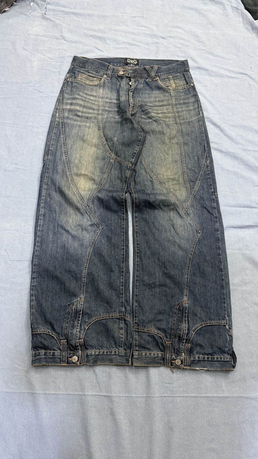 Dolce & Gabbana 00s y2k Vintage Dolce & Gabbana D&G Upside Down Denim Pants Size US 36 / EU 52 - 2 Thumbnail