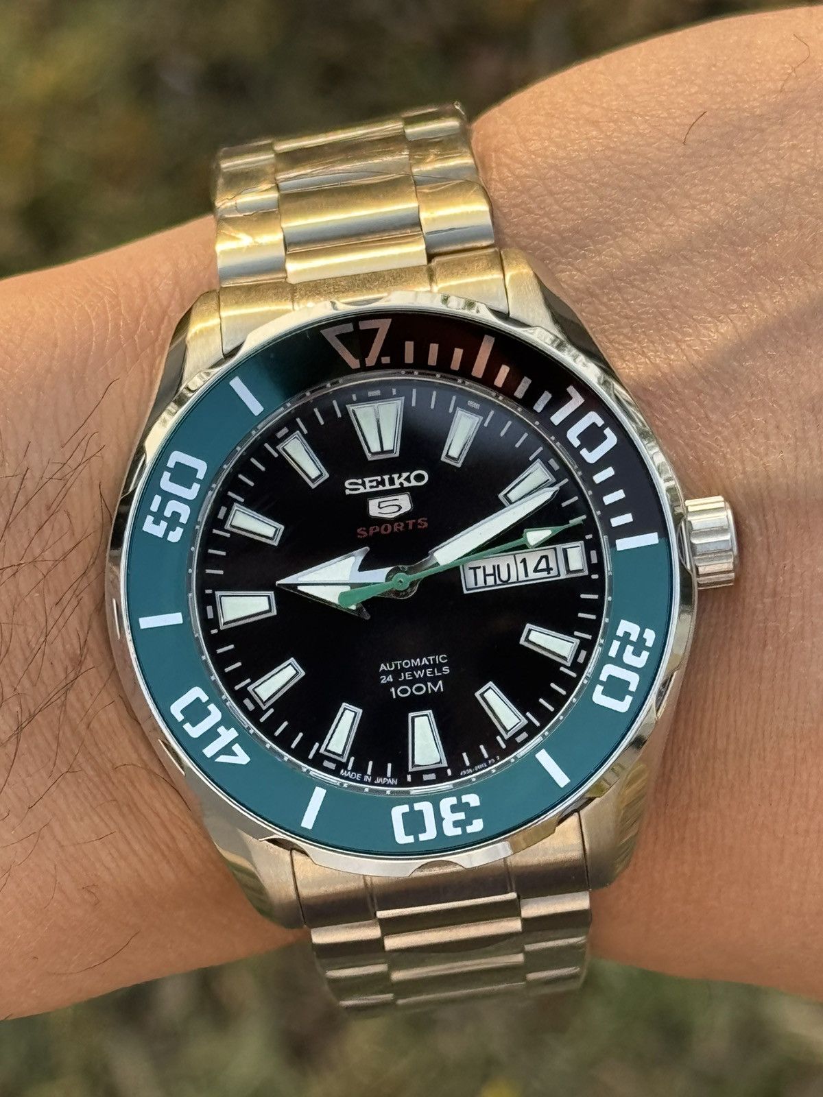 Seiko Seiko 5 Sports MOD – Green Diver Bezel– Automatic men watch Size 38 - 24 Thumbnail