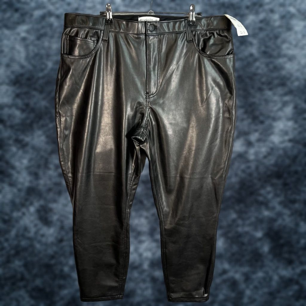 Abercrombie & Fitch Womens Faux Leather Pants 34 Short Skinny High Rise Black