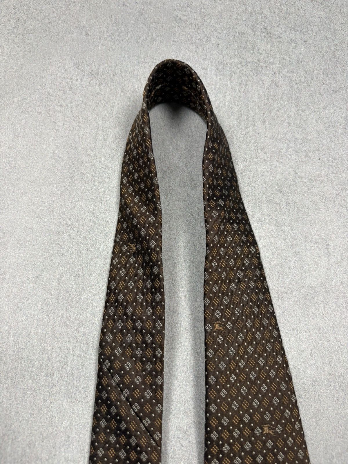 Burberry Burberry London Brown Silk Tie Monogram Pattern Vintage Size ONE SIZE - 3 Thumbnail