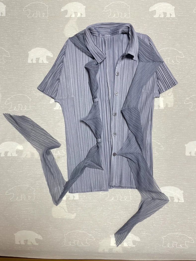 Issey Miyake Issey Miyake size:3 A vintage grey ribbon shirt Size XS / US 0-2 / IT 36-38 - 1 Thumbnail