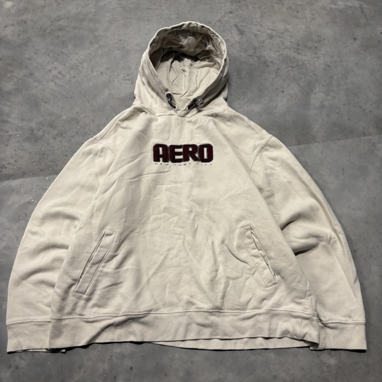 Aeropostale × Vintage Crazy Vintage Y2K/2000s Cream Aeropostale Aero Spellout Streetwear Skater Style Hoodie! Size US XL / EU 56 / 4 - 1 Thumbnail