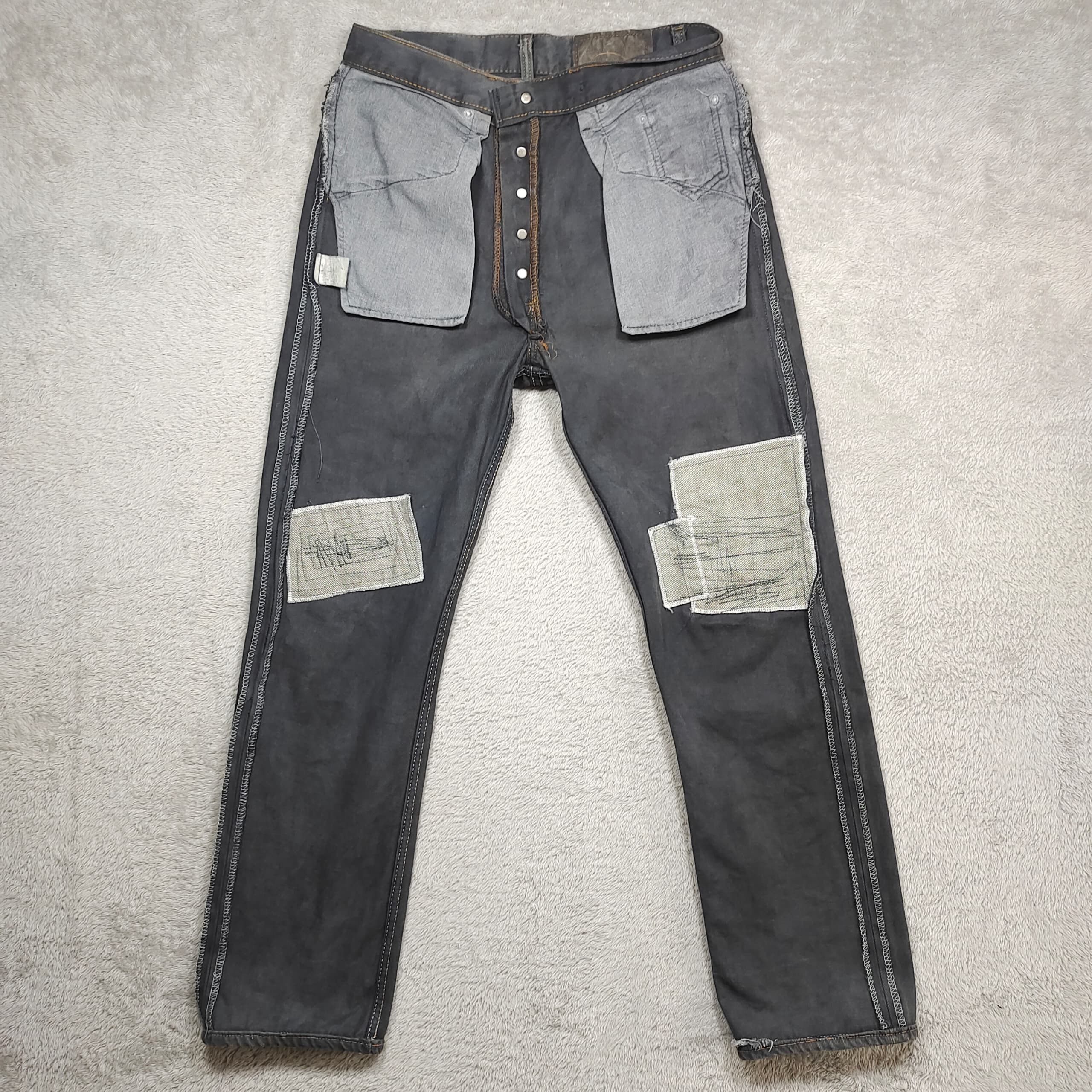 Levi's Vintage 90s Levi’s 501 Overdyed Black Patched Knees Charcoal Size US 30 / EU 46 - 14 Thumbnail