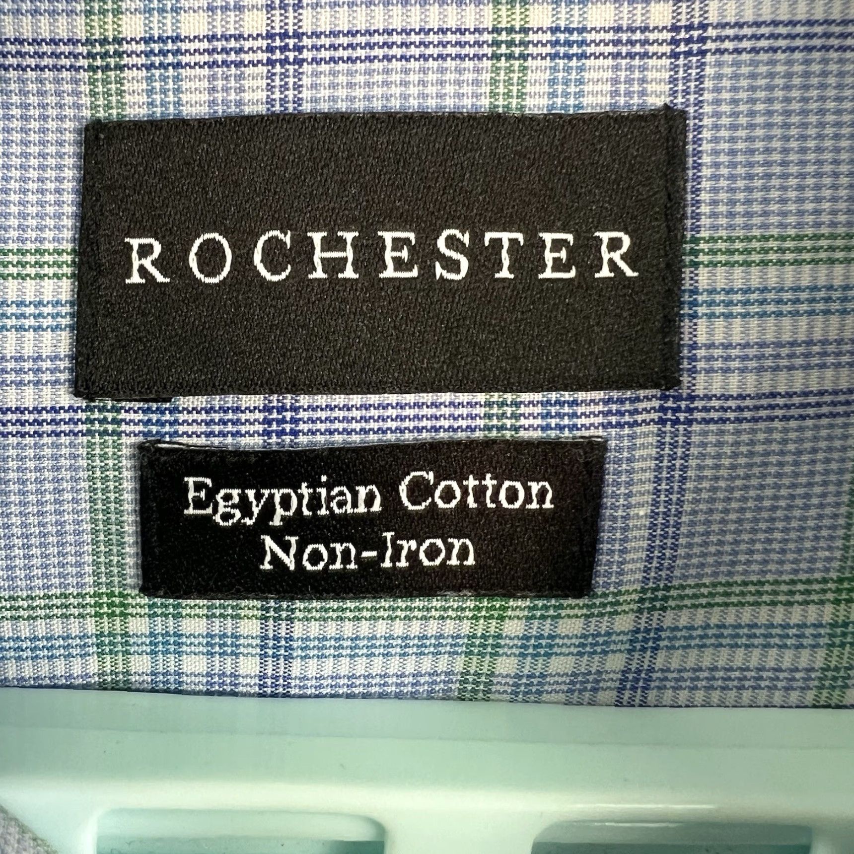 Vintage Blue Rochester Egyptian Cotton Checked Button-Up Shirt Mens Size 20 Regular Long Sleeve Blue/Green Pattern Check Casual Business 64 in Chest Size US XXL / EU 58 / 5 - 4 Thumbnail
