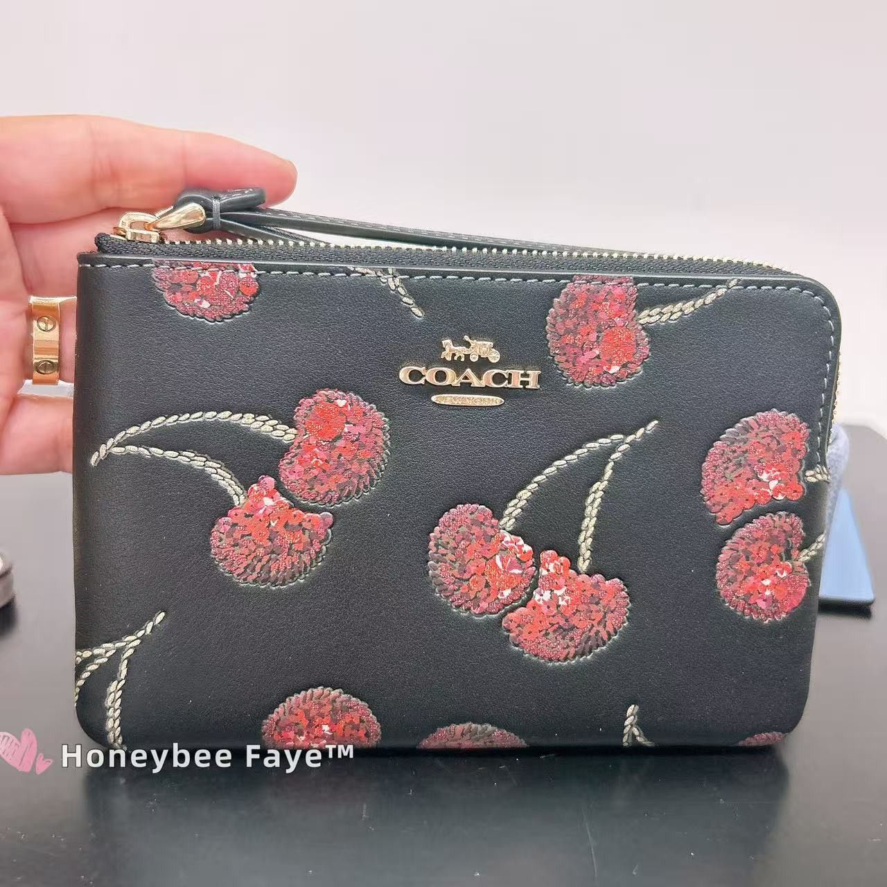 Coach NWT Coach Corner Zip Wristlet With Cherry Print CDF05 Size ONE SIZE - 1 Thumbnail