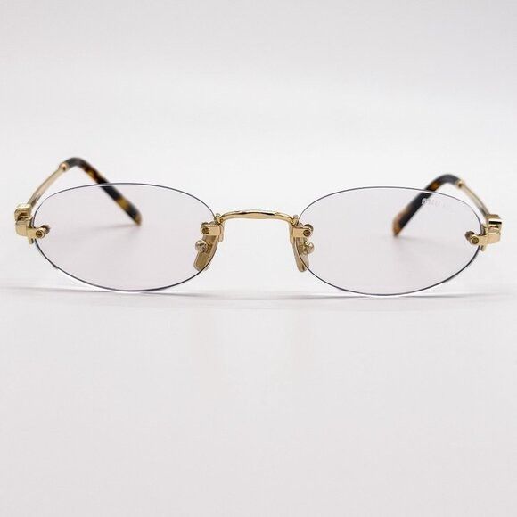 Miu Miu NEW MIU MIU SUNGLASSES MUA54S 5AK08N OVAL GOLD/CLEAR WOMEN M Size ONE SIZE - 5 Thumbnail