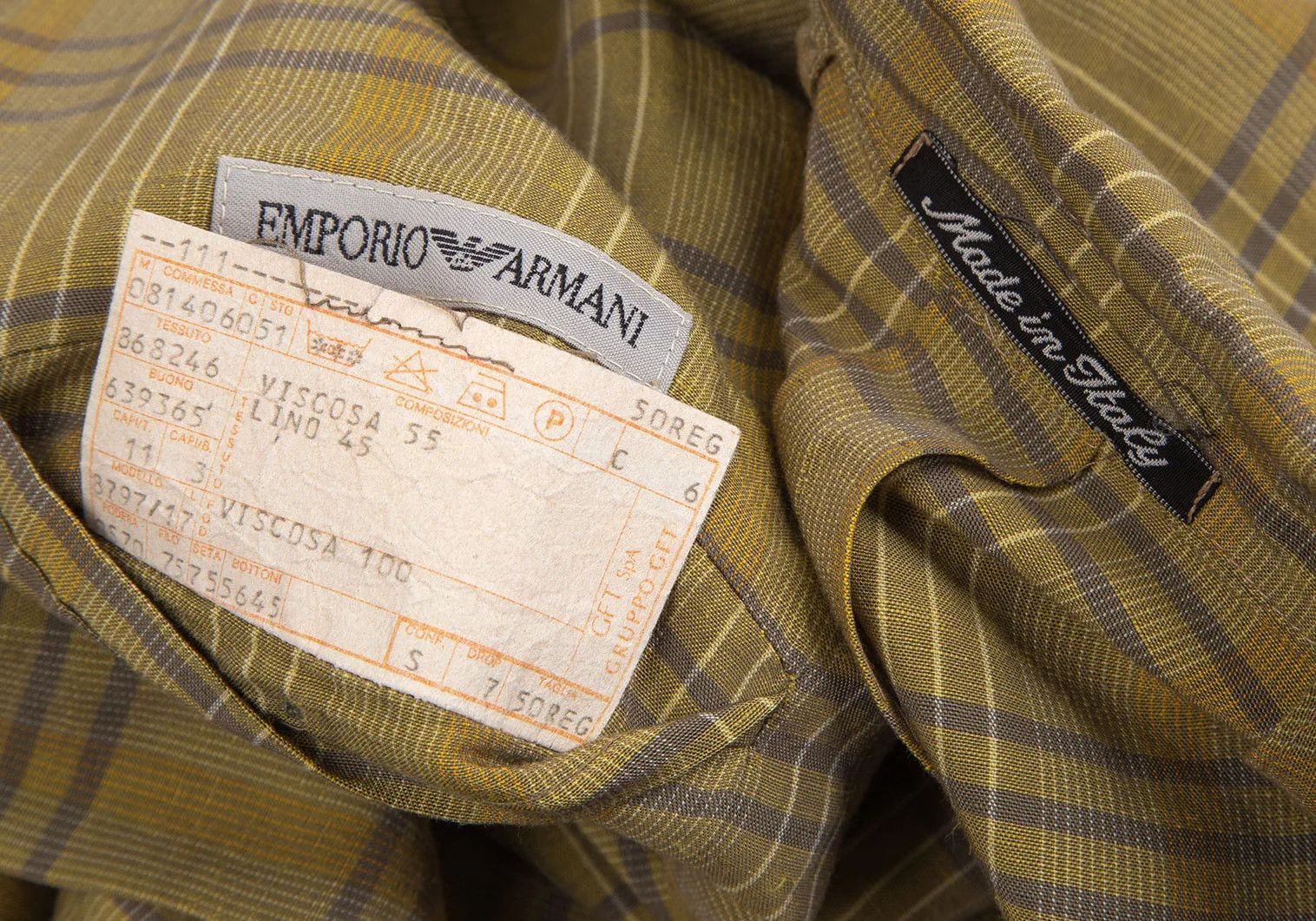 Linen Blend Check Jacket in Light Green Size L