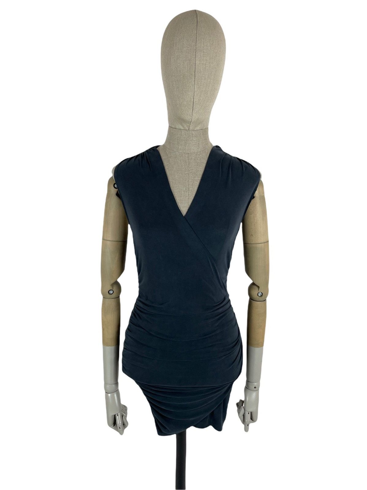 Allsaints NEW Nirman Ruched Wrap Over Open Back Mini Cross Avant Dress Size S / US 4 / IT 40 - 1 Thumbnail