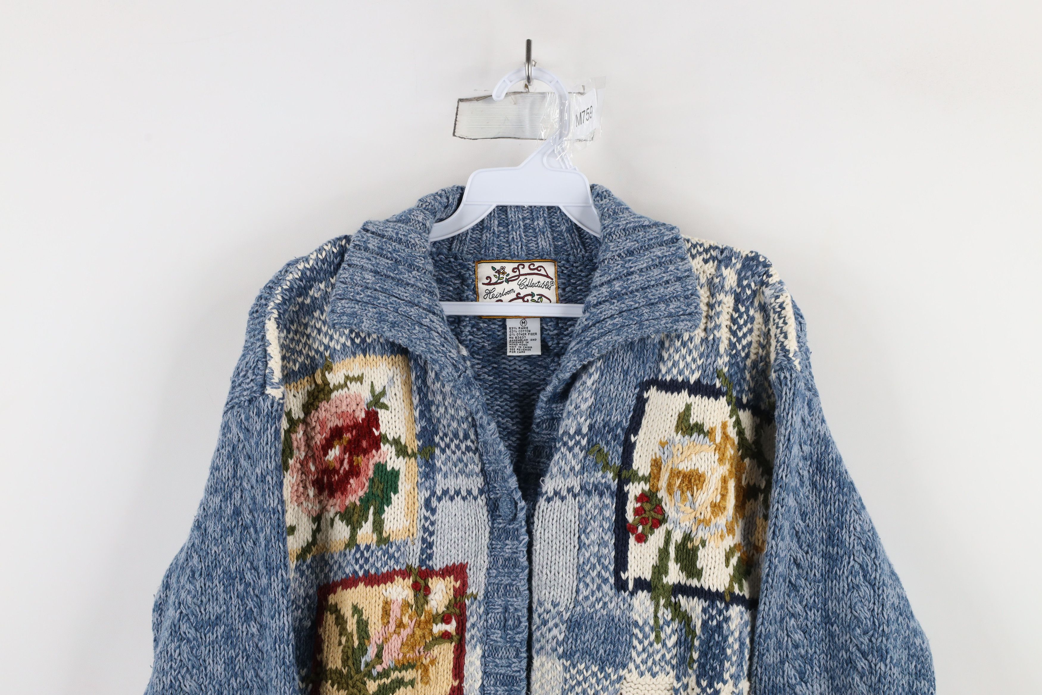 Vintage Vintage 90s Streetwear Checkered Flower Cardigan Sweater Size M / US 6-8 / IT 42-44 - 2 Thumbnail
