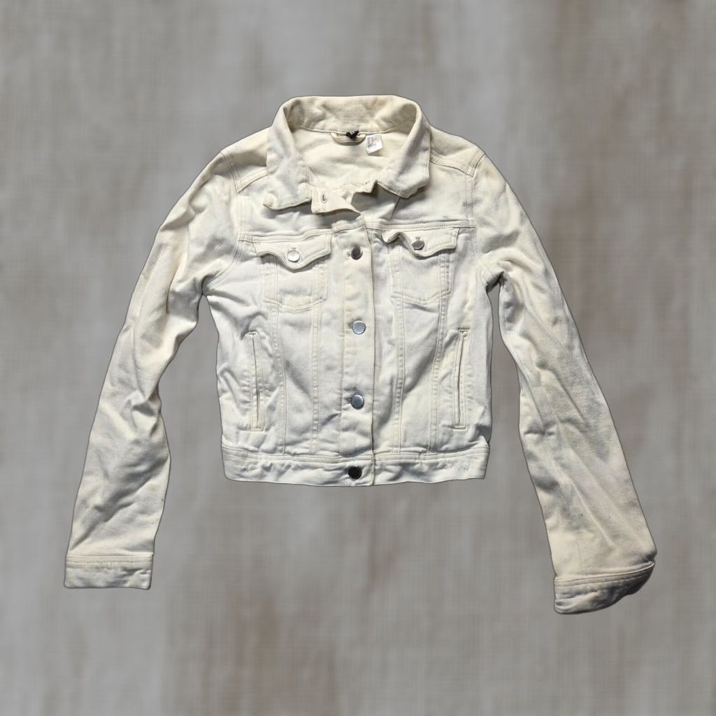 H&M Vintage H&M White Denim Jean Jacket Adult Women Size 10 Button Up Basic Jacket Size 32" / US 10 / IT 46 - 1 Thumbnail