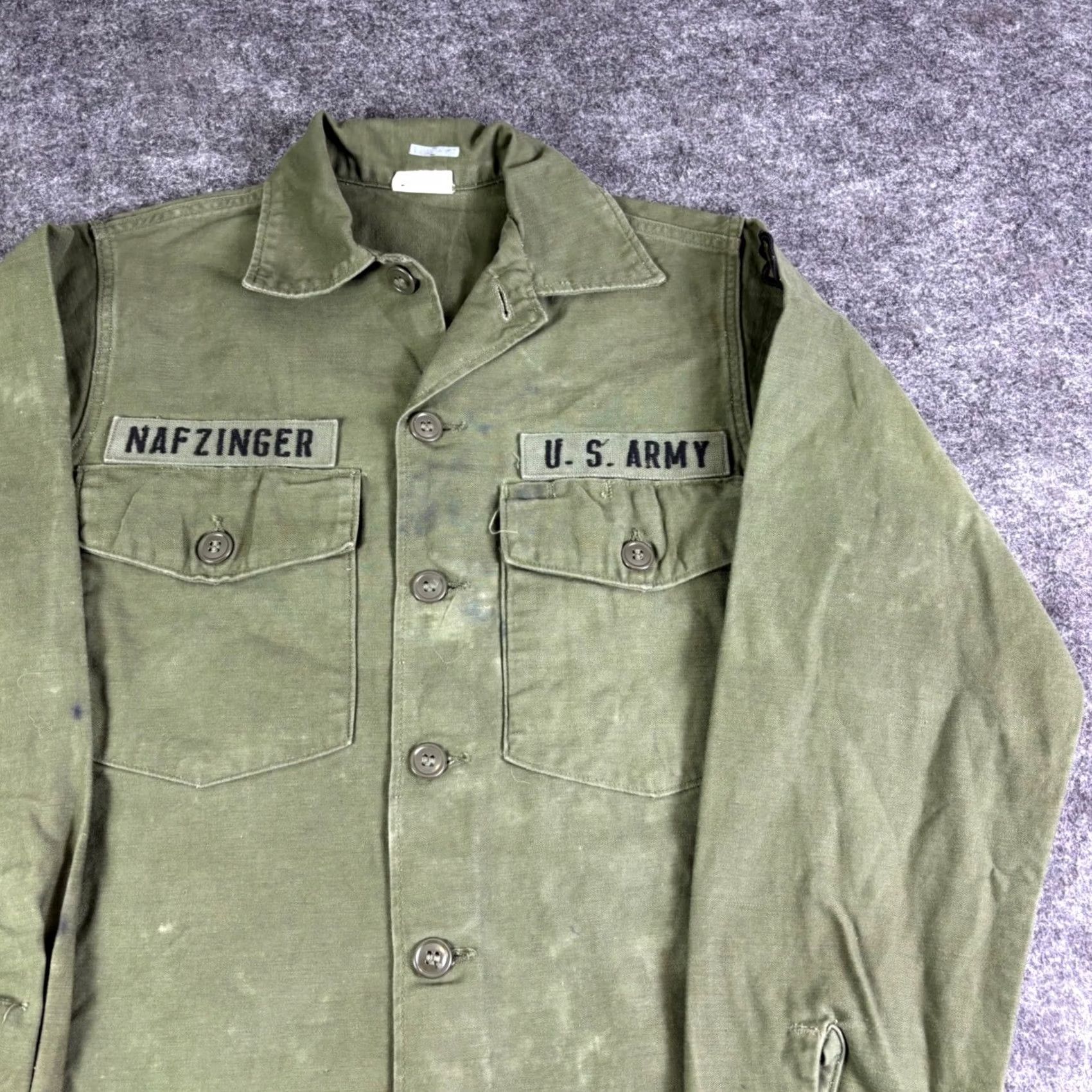 Olive VINTAGE US Army Nafzinger Olive Green Utility Field Shirt Mens Size 42 Green Military Cotton Shirt Men 1912 Size US XL / EU 56 / 4 - 6 Thumbnail
