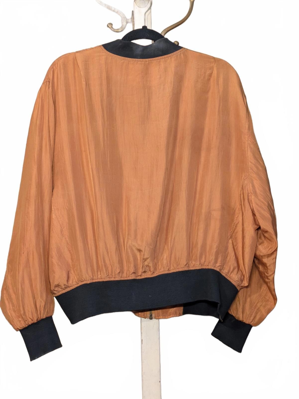 Other Vintage 80s Anna & Frank 100% Silk Orange Bomber Jacket EUC Size M / US 6-8 / IT 42-44 - 7 Thumbnail