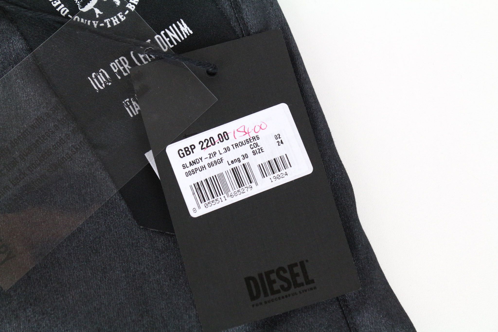 Diesel SLANDY-ZIP 069GF W24/L30 Grey Coated Jeans 70944 Size 24" / US 00 / IT 34 - 5 Thumbnail