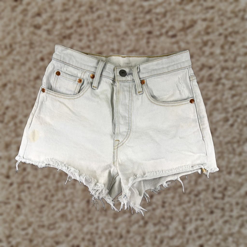 Levi's Levi's Shorts Womens White Denim Cut-Off 24x2 Button Fly 501 Jean Style Casual Beach Womens Size 42" / US 20 - 1 Thumbnail