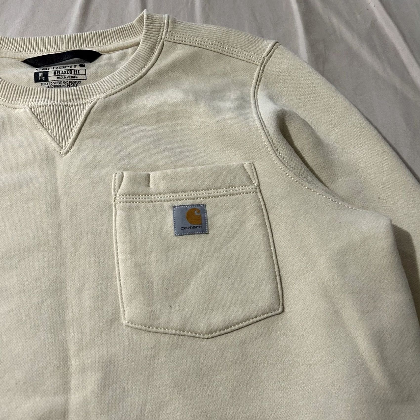 Carhartt VINTAGE? Carhartt Women Sweatshirt Pocket Relaxed Fit Cream M Ivory Pullover Sweatshirt Womens Size M Size M / US 6-8 / IT 42-44 - 2 Thumbnail