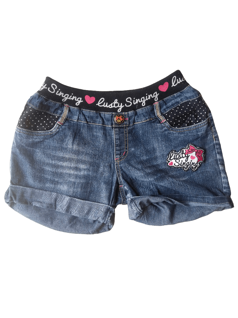 Angel Blue Lusty Singing Japan Kawaii Denim Shorts Polkadot Bow Size 29" - 1 Thumbnail