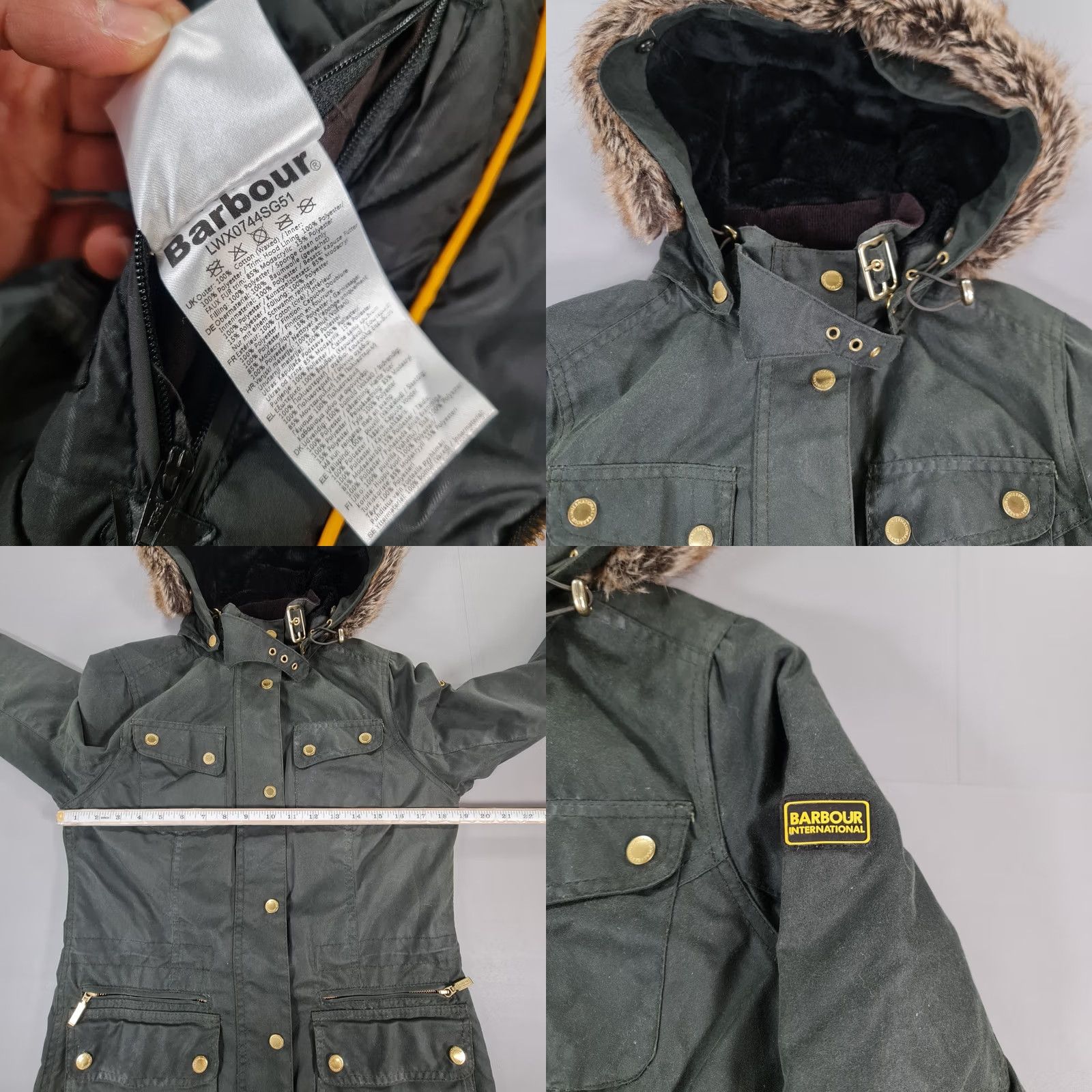 Barbour Barbour Womens Jacket Green 8 UK Mallory Waterproof Country Faux Fur Hood Casual Classic Outdoor Waxed Size M / US 6-8 / IT 42-44 - 8 Thumbnail
