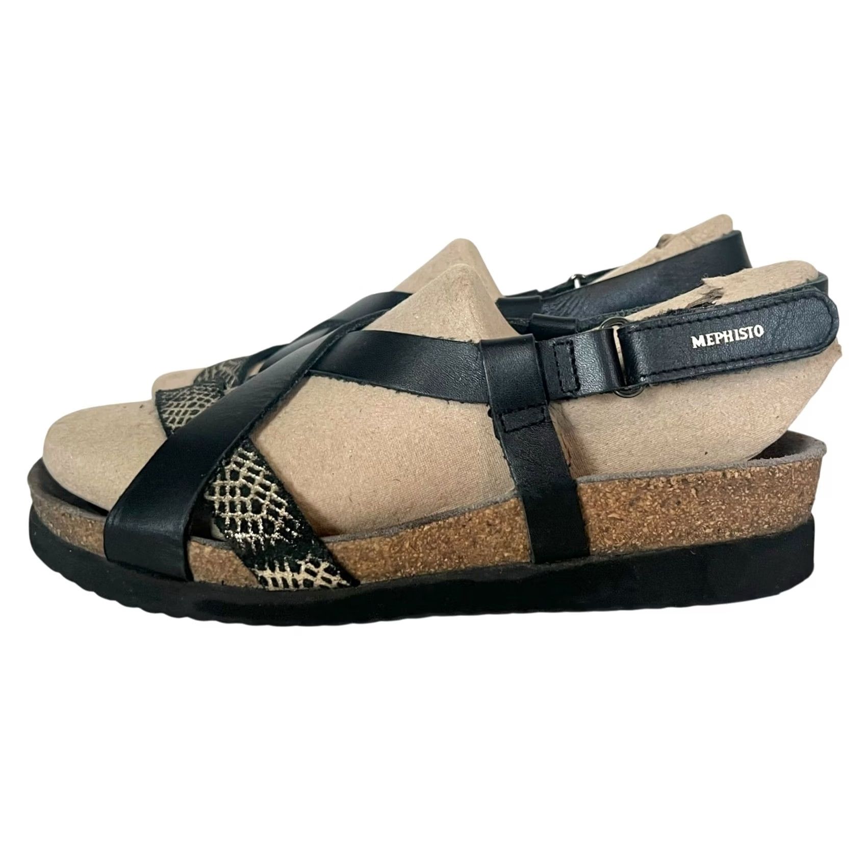 Mephisto Mephisto Haneta Black Metallic Crisscross Slingbacks Sandals Sz 37 (US 7) Womens Size US 7 / IT 37 - 5 Thumbnail
