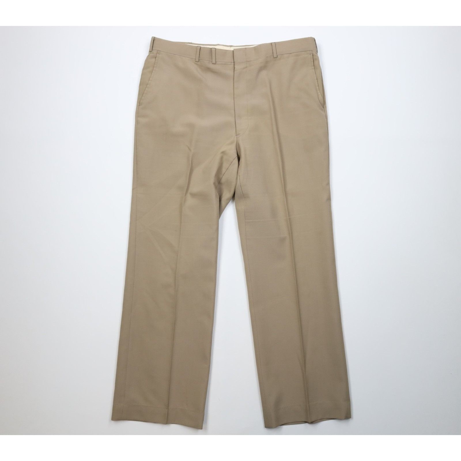 Vintage Vintage 70s Streetwear 2 Piece Wool Suit Wedding Beige Size 42L - 13 Thumbnail