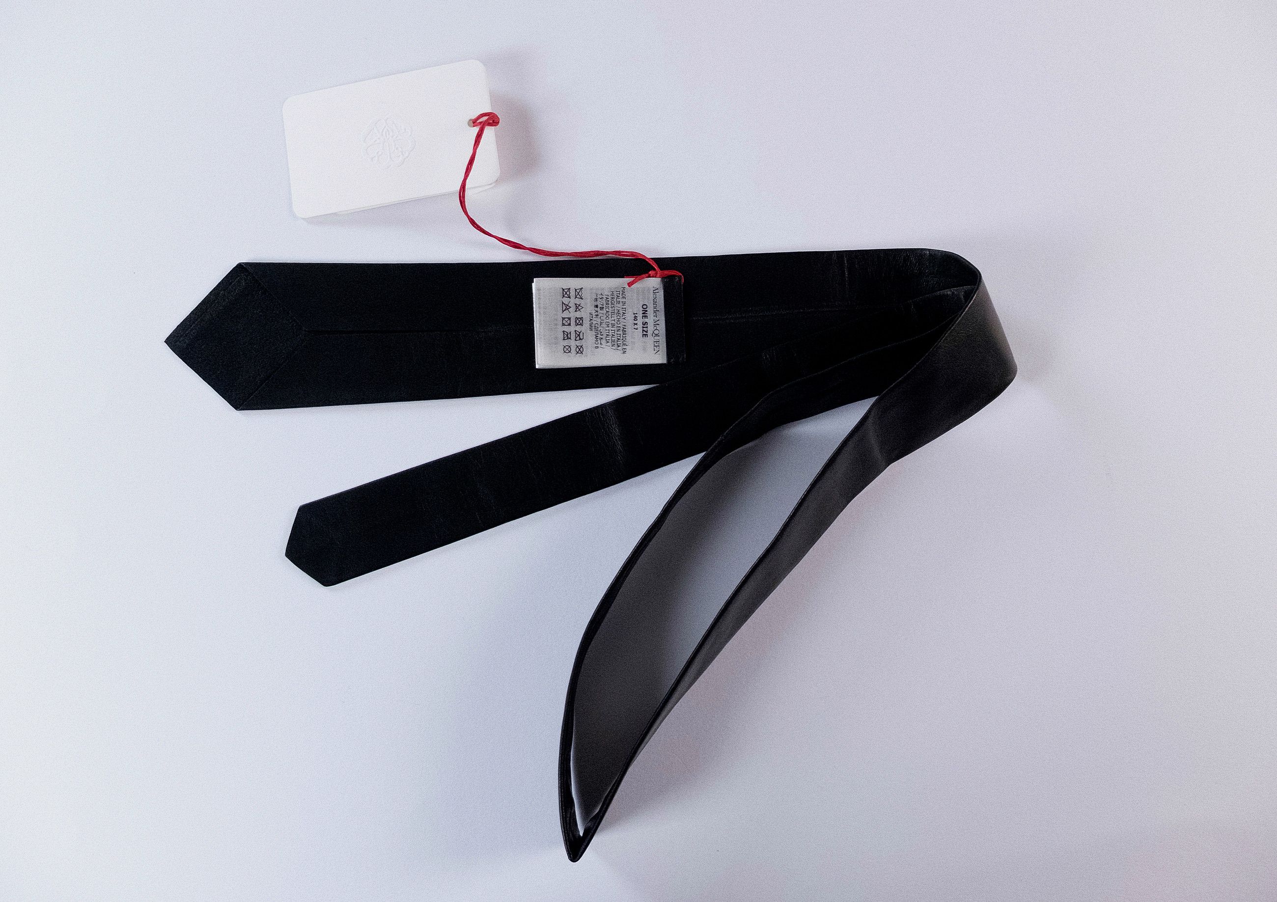 Alexander McQueen ALEXANDER MCQUEEN black leather neck tie NWT Size ONE SIZE - 4 Thumbnail