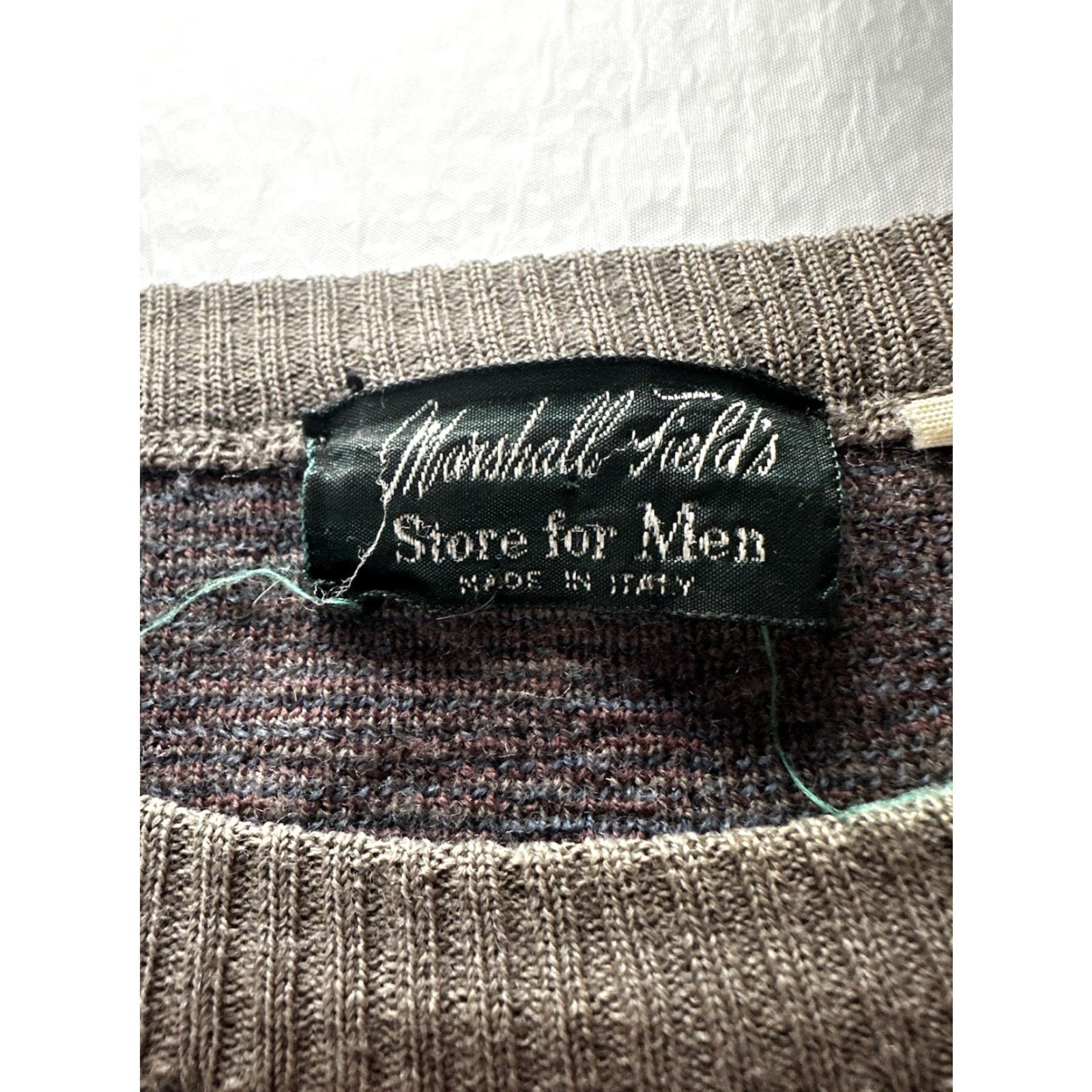 Vintage VTG Marshall Field's Mens Sweater Geometric Knit Wool ITALY Medium Brown 90s Sweater Pullover Crew Neck Casual Mens Size US M / EU 48-50 / 2 - 4 Thumbnail