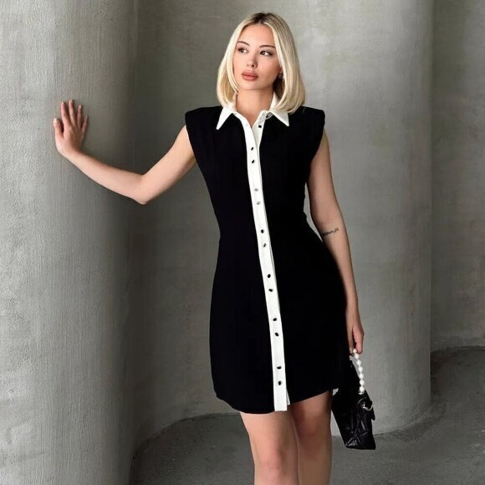 zara black dress white collar zara peter pan collar Dress