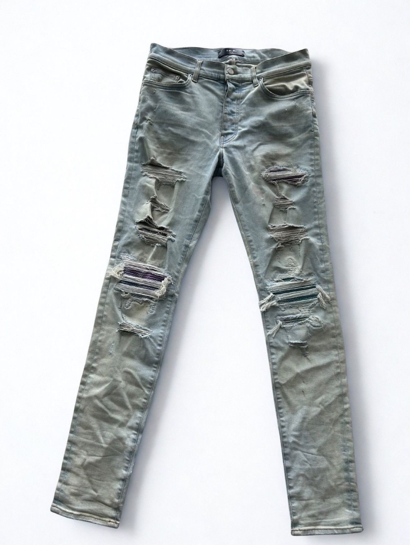 Amiri Amiri MX1 Blue Denim and Purple Watercolor Patches Size US 34 / EU 50 - 1 Thumbnail