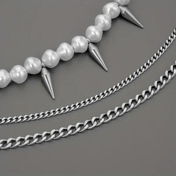 Jewelry × Vintage Three Layer Bullet Pearl Men's Necklace Size ONE SIZE - 3 Thumbnail