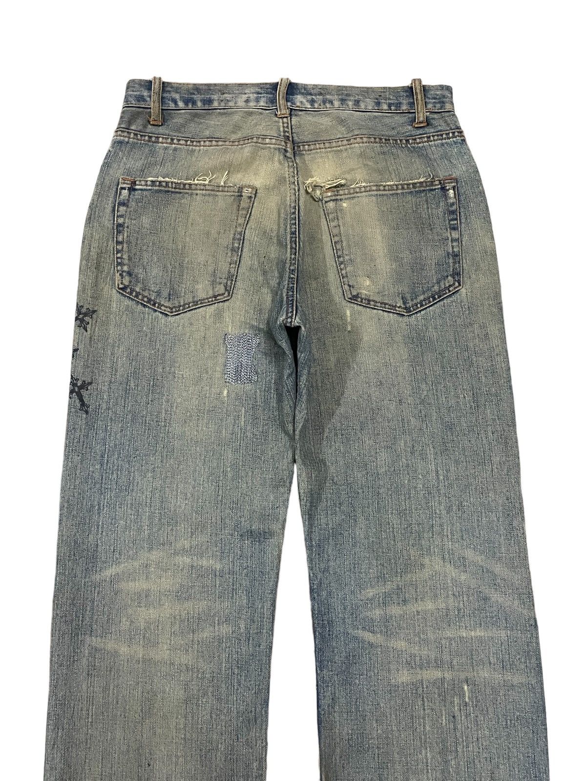 If Six Was Nine Nylous Skull & Cross Design Mud Wash Punk Ripped Loose Jeans Size US 32 / EU 48 - 13 Thumbnail