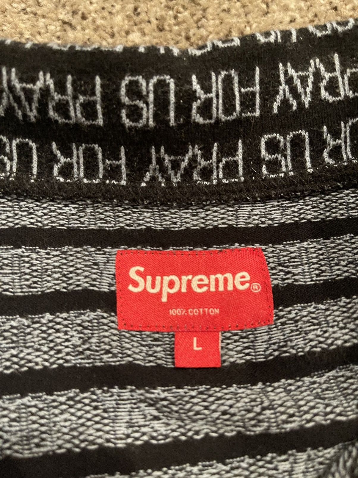Supreme Supreme Pray For Us Jacquard Polo SS18 Size US L / EU 52-54 / 3 - 3 Thumbnail