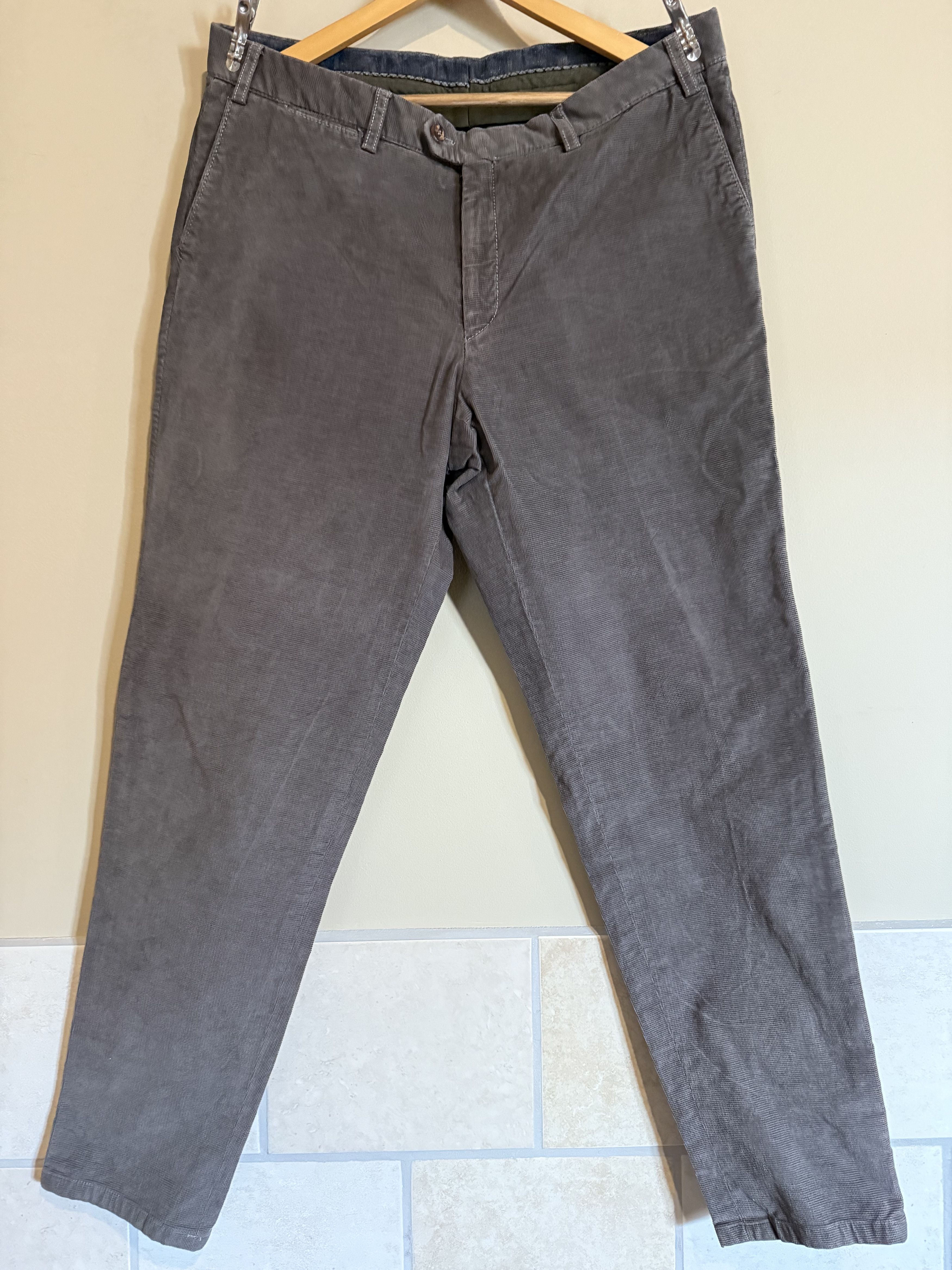 HILTL Grey Bedford Cord Textured Cotton Pants 36x31