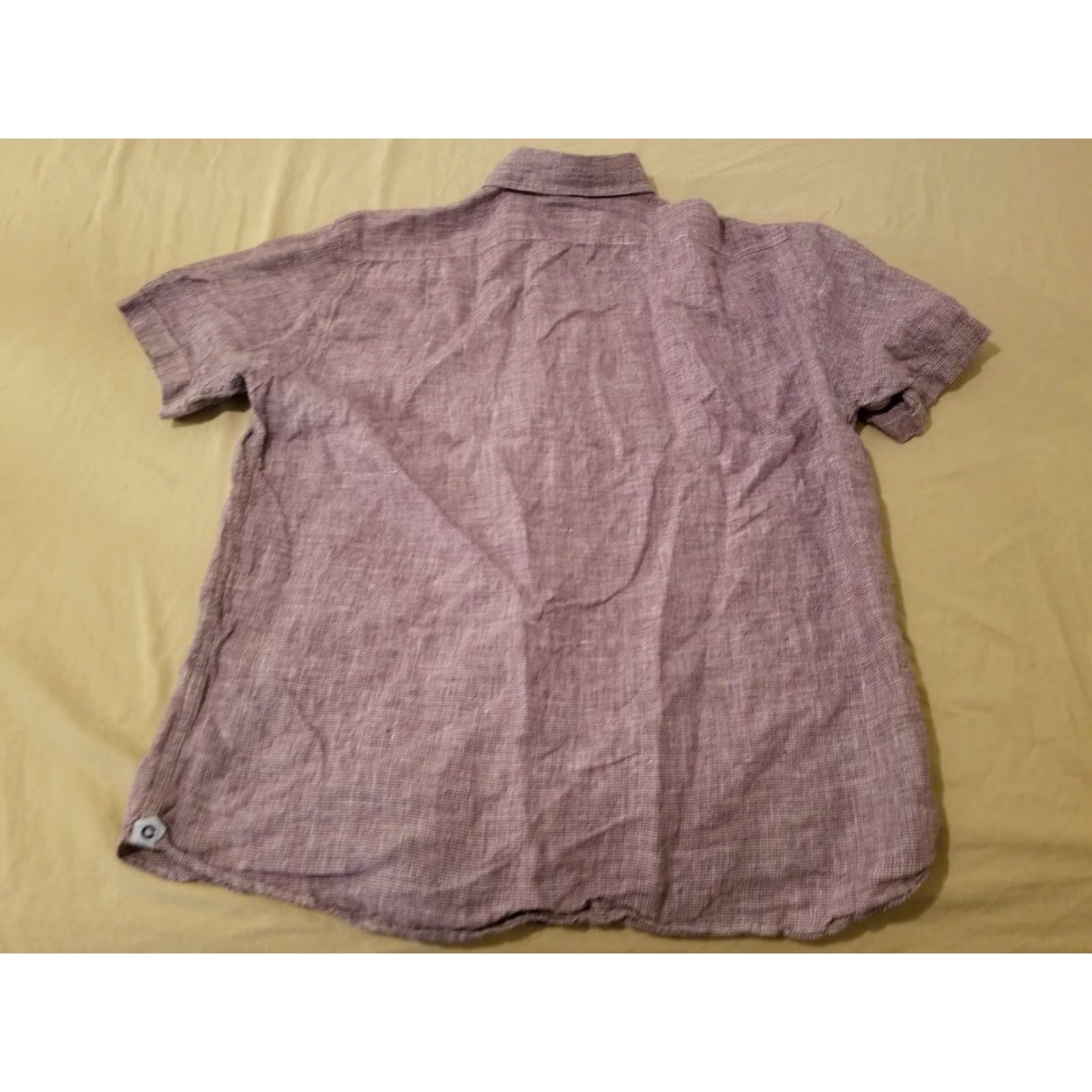 Cremieux Daniel Cremieux Linen Dress Shirt XL Purple Button Short Sleeve Mens Size 46R - 5 Thumbnail