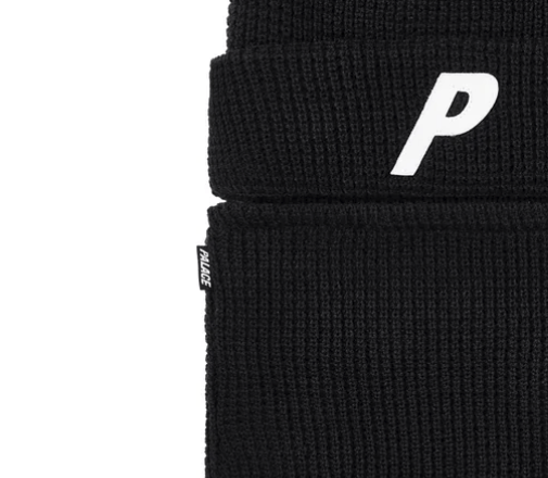 Palace Palace Skateboards Zip Off Facewarmer P Beanie Black Size ONE SIZE - 2 Thumbnail