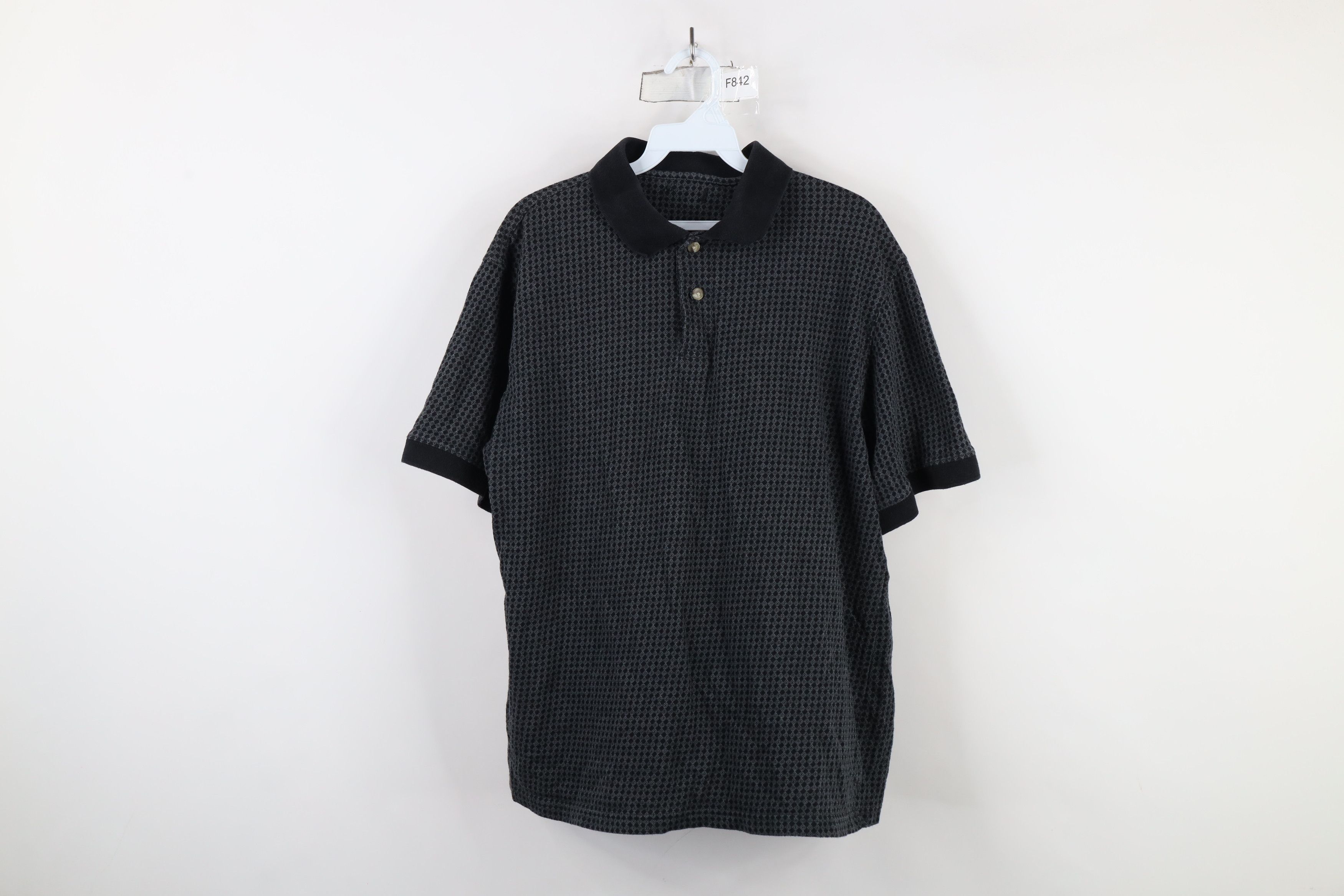 Vintage Vintage 90s Streetwear Diamond Geometric Knit Polo Shirt Size US L / EU 52-54 / 3 - 1 Thumbnail