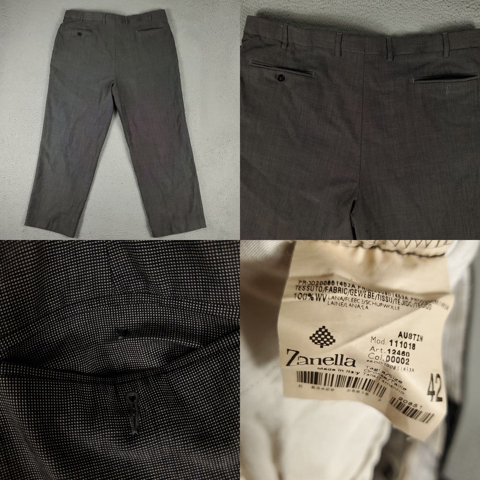 Zanella VINTAGE Zanella Dress Pants Men 40x29 Wool Gray Business Formal Workwear Slim Fit Italy Size US 40 / EU 56 - 8 Thumbnail