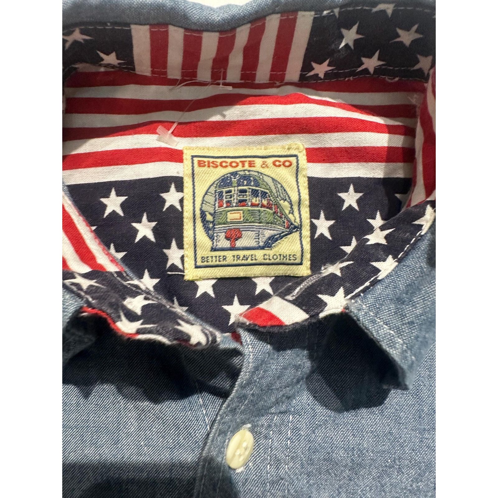 Other Biscote &Co denim shirt US flag inserts NoS 80s 2 available. Size US S / EU 44-46 / 1 - 3 Thumbnail