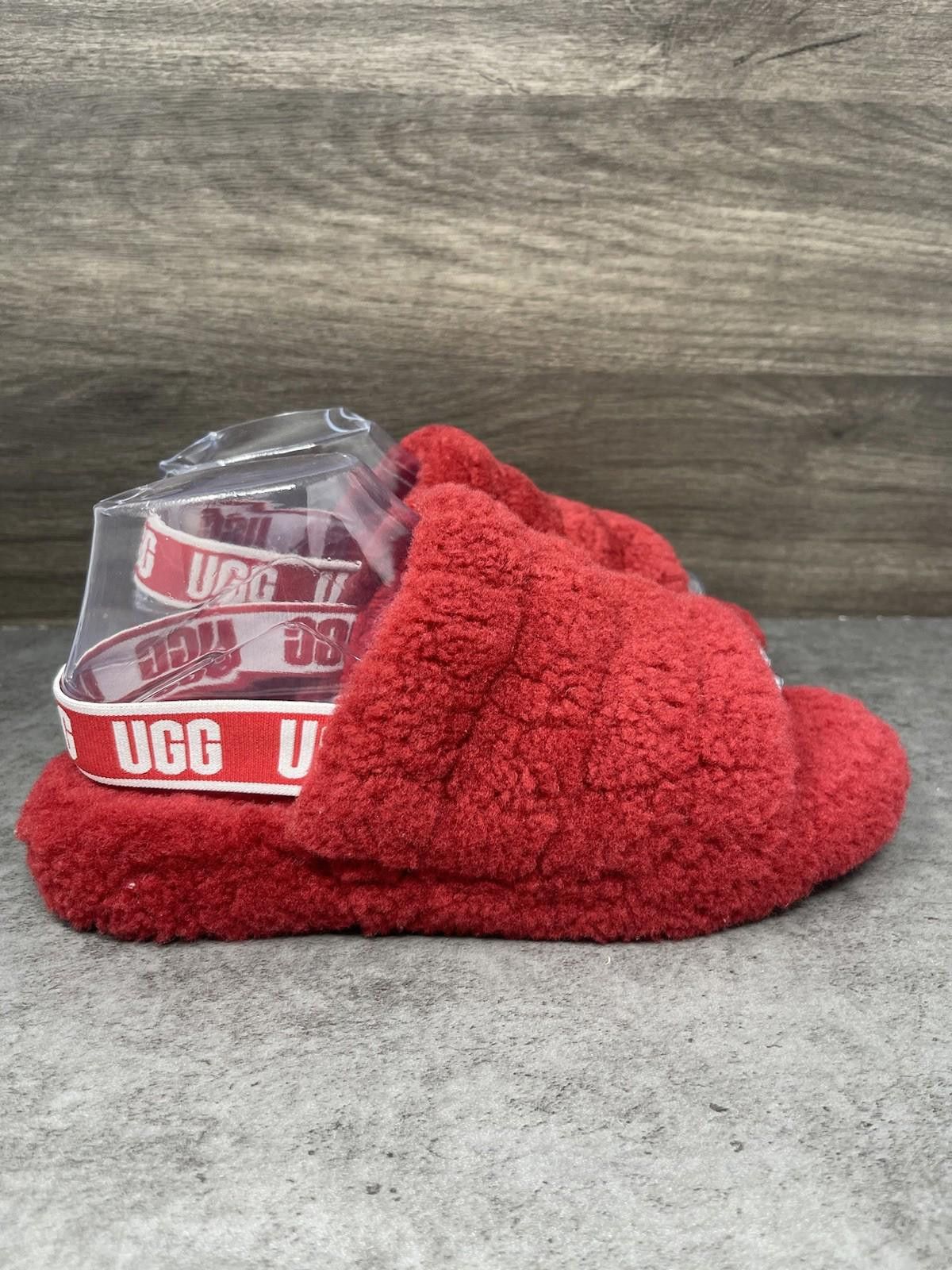 Ugg UGG Fluff Yeah Slide Slippers Womens Size 6 Red Fur Size US 6 / IT 36 - 5 Thumbnail