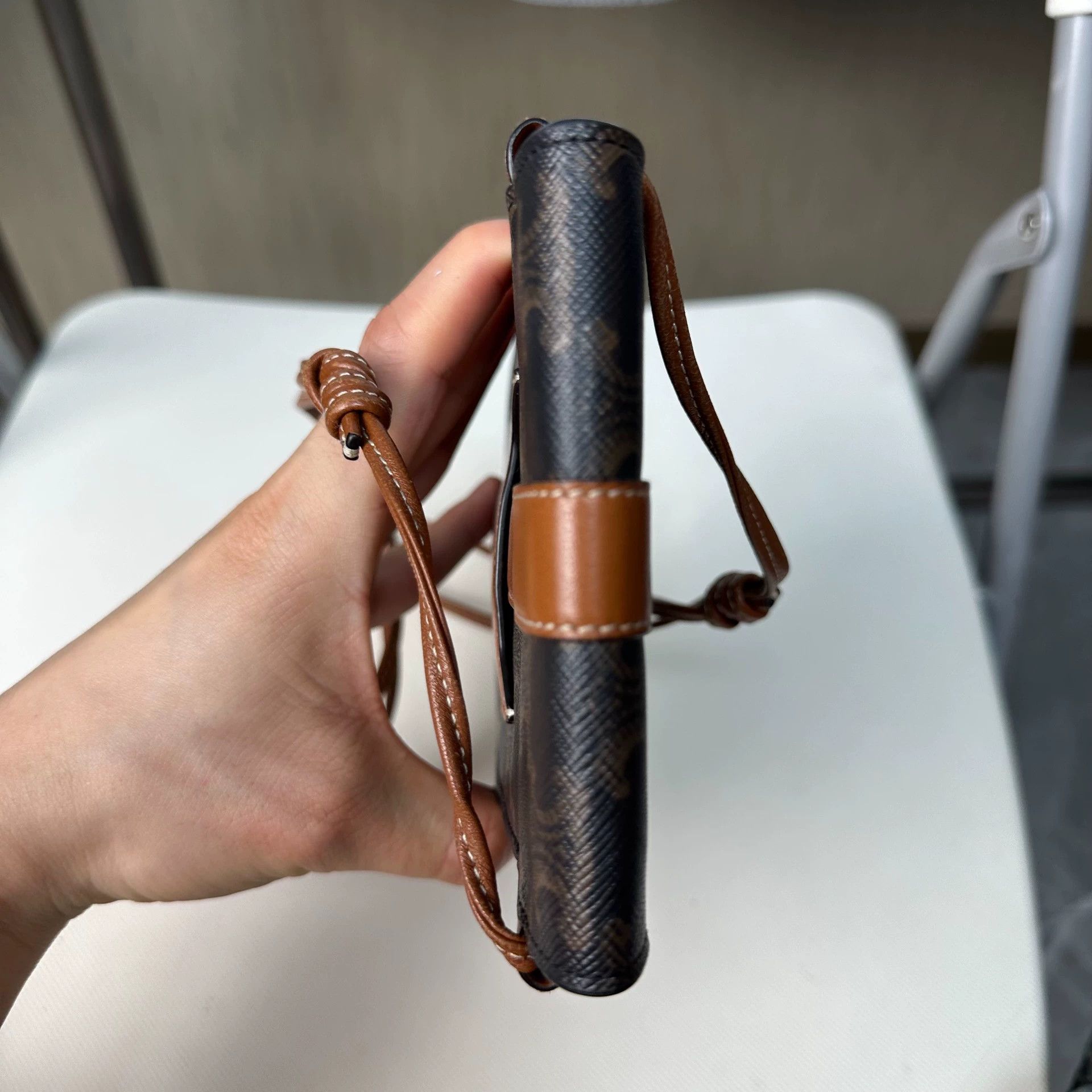 Celine CELINE Triomphe Canvas & Calfskin Cross Pouch Size ONE SIZE - 9 Thumbnail