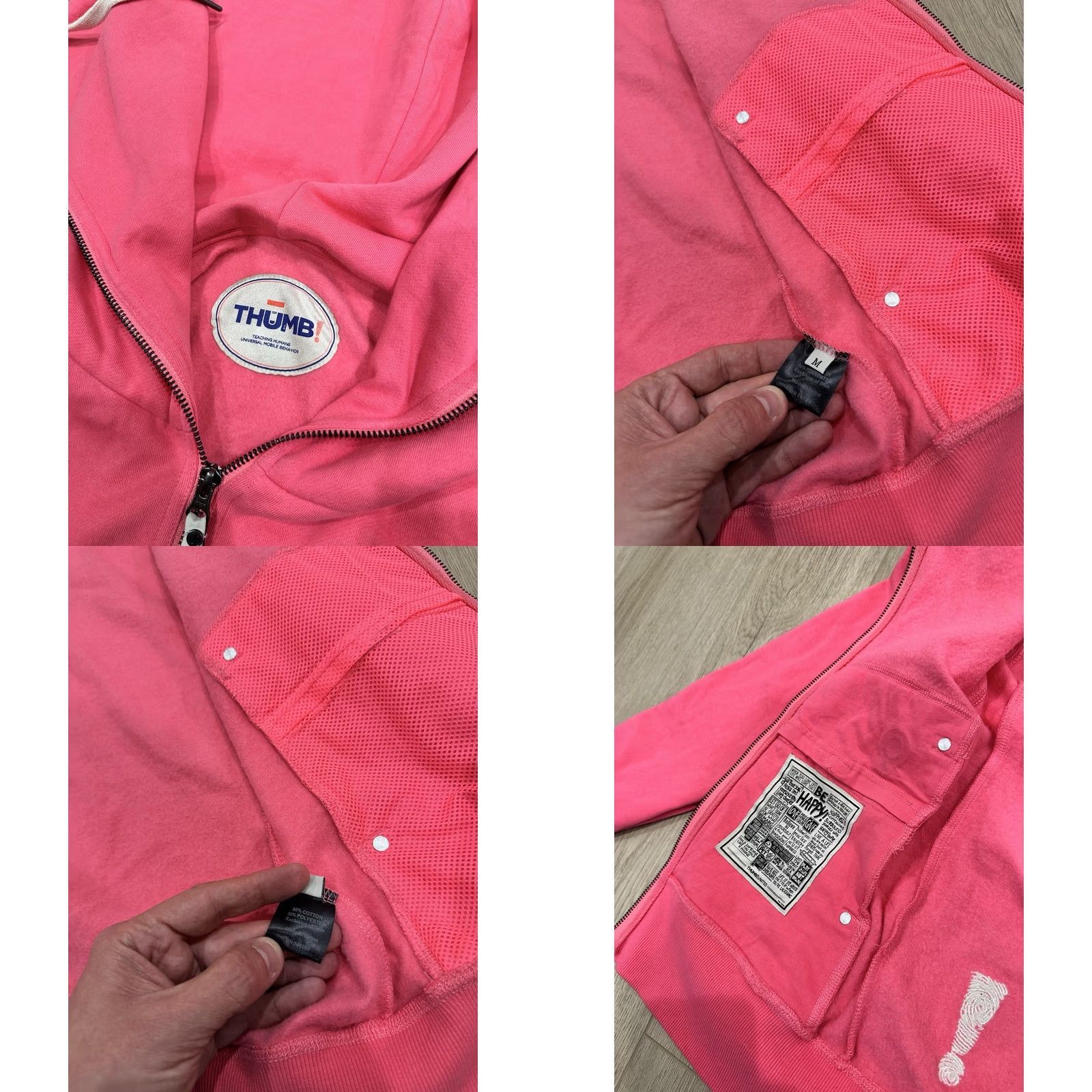 Vintage NWT Thumb United Pink Zip Up High Neck Funnel Hoodie Women’s Medium Size M / US 6-8 / IT 42-44 - 8 Thumbnail