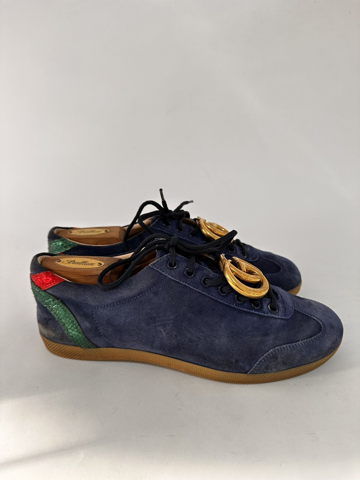 Gucci Gucci G74 GG Blue Suede Low Top Sneakers Size US 9.5 / EU 42-43 - 5 Thumbnail