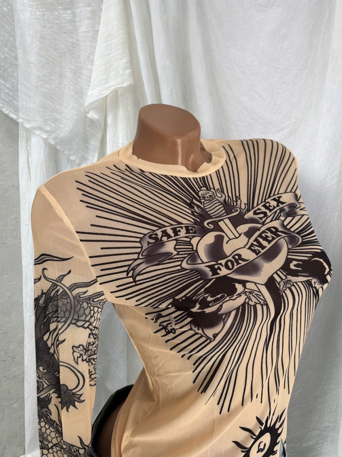 Japanese Brand Jean Paul Gaultier Style Mesh Long Sleeve Top Size S / US 4 / IT 40 - 4 Thumbnail