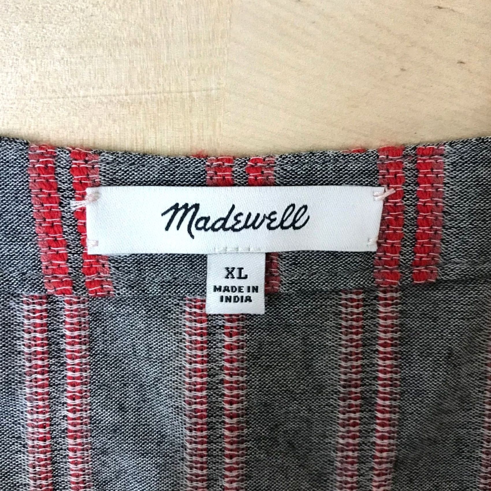 Madewell Madewell Striped V Neck Peplum Top Red Grey XL Cotton Blend Boho Casual Blouse Size XL / US 12-14 / IT 48-50 - 7 Thumbnail