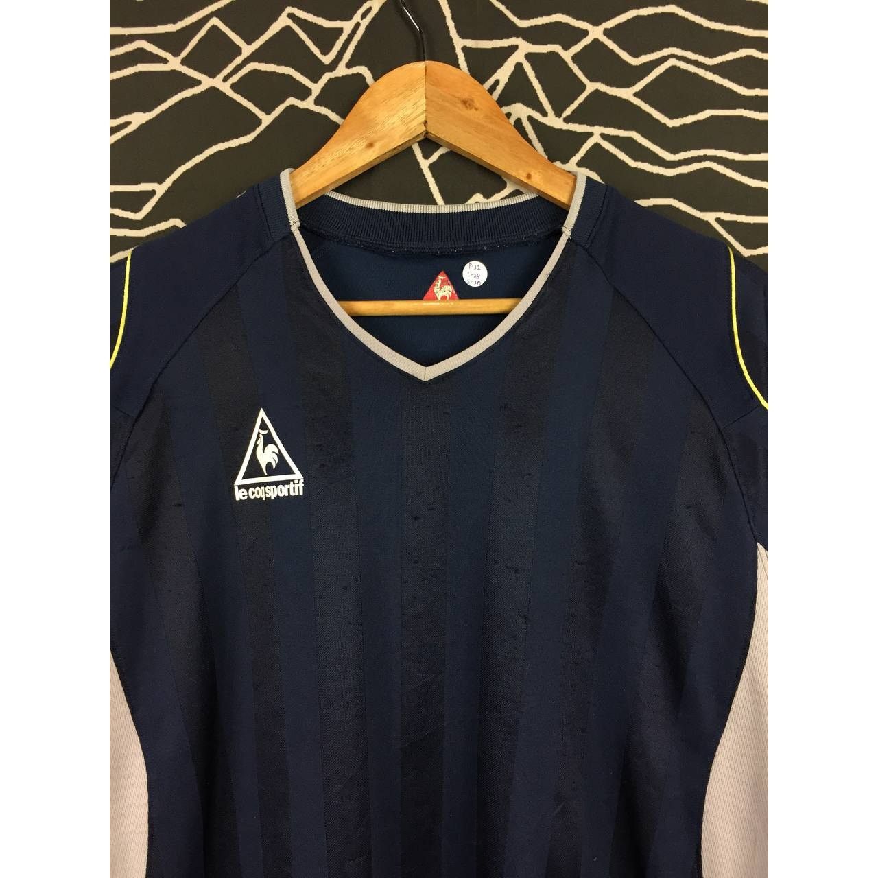 Le Coq Sportif × Vintage Le Coq Sportif Dark Blue Striped Football Jersey Size US L / EU 52-54 / 3 - 3 Thumbnail