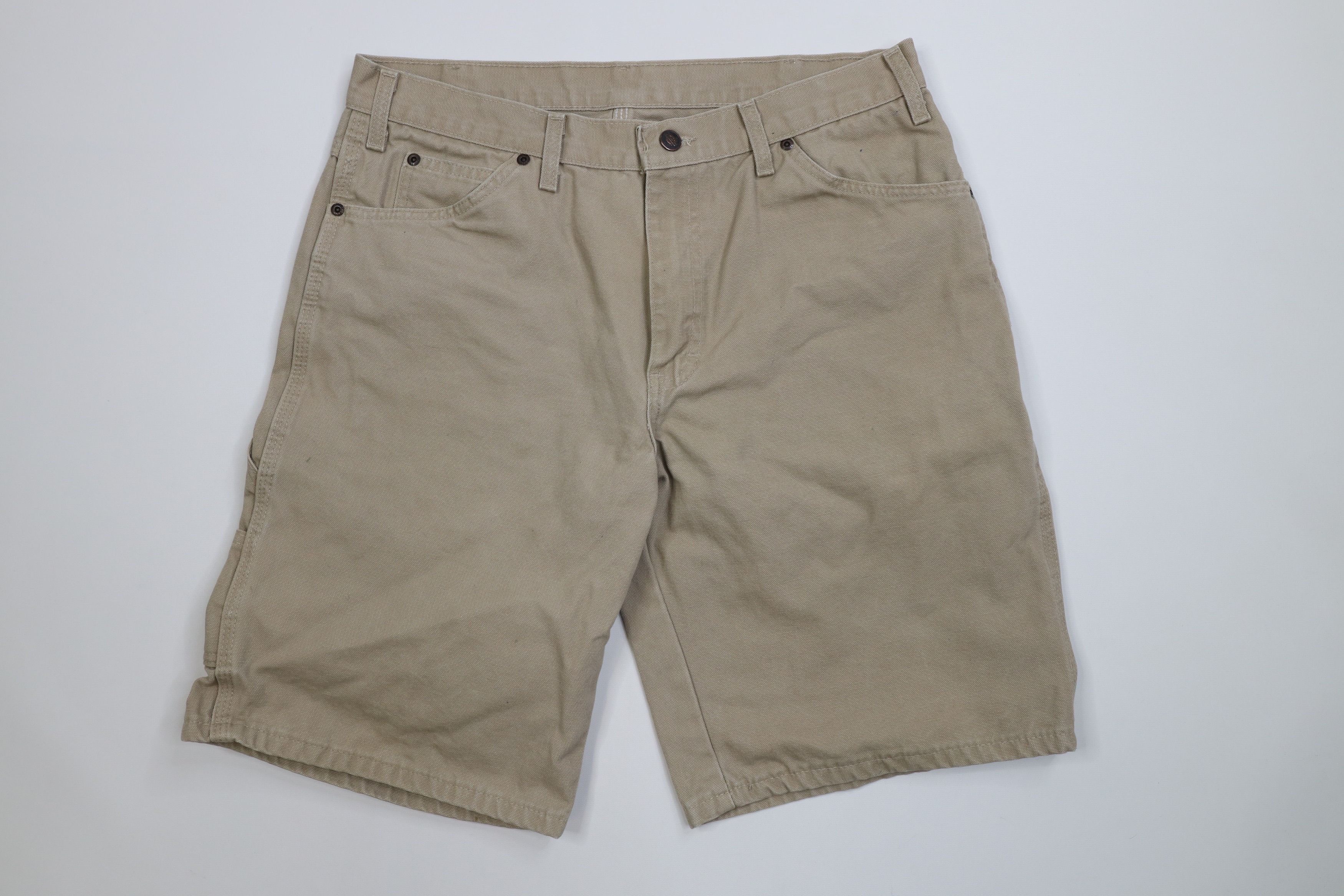 Dickies Vintage Y2K Dickies Relaxed Fit Canvas Dungaree Shorts Beige Size US 34 / EU 50 - 1 Thumbnail