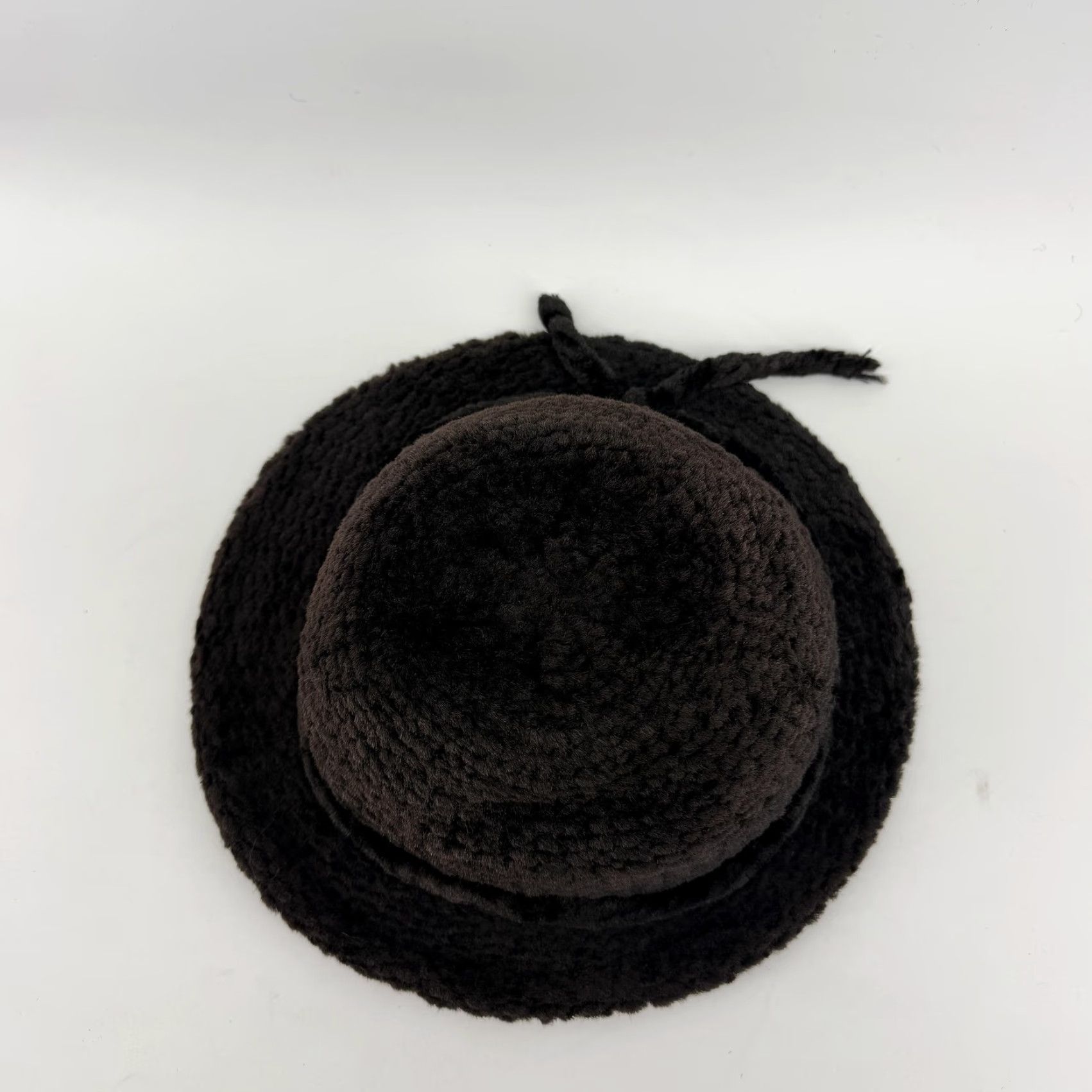 MCM VINTAGE 60s 70s Italian Knit Bucket Hat Cloche Italy Chlorvinyl MCM Astrakan Brown Womens One Size Knit Choc Brown Accent Bow Fall Winter Size ONE SIZE - 5 Thumbnail